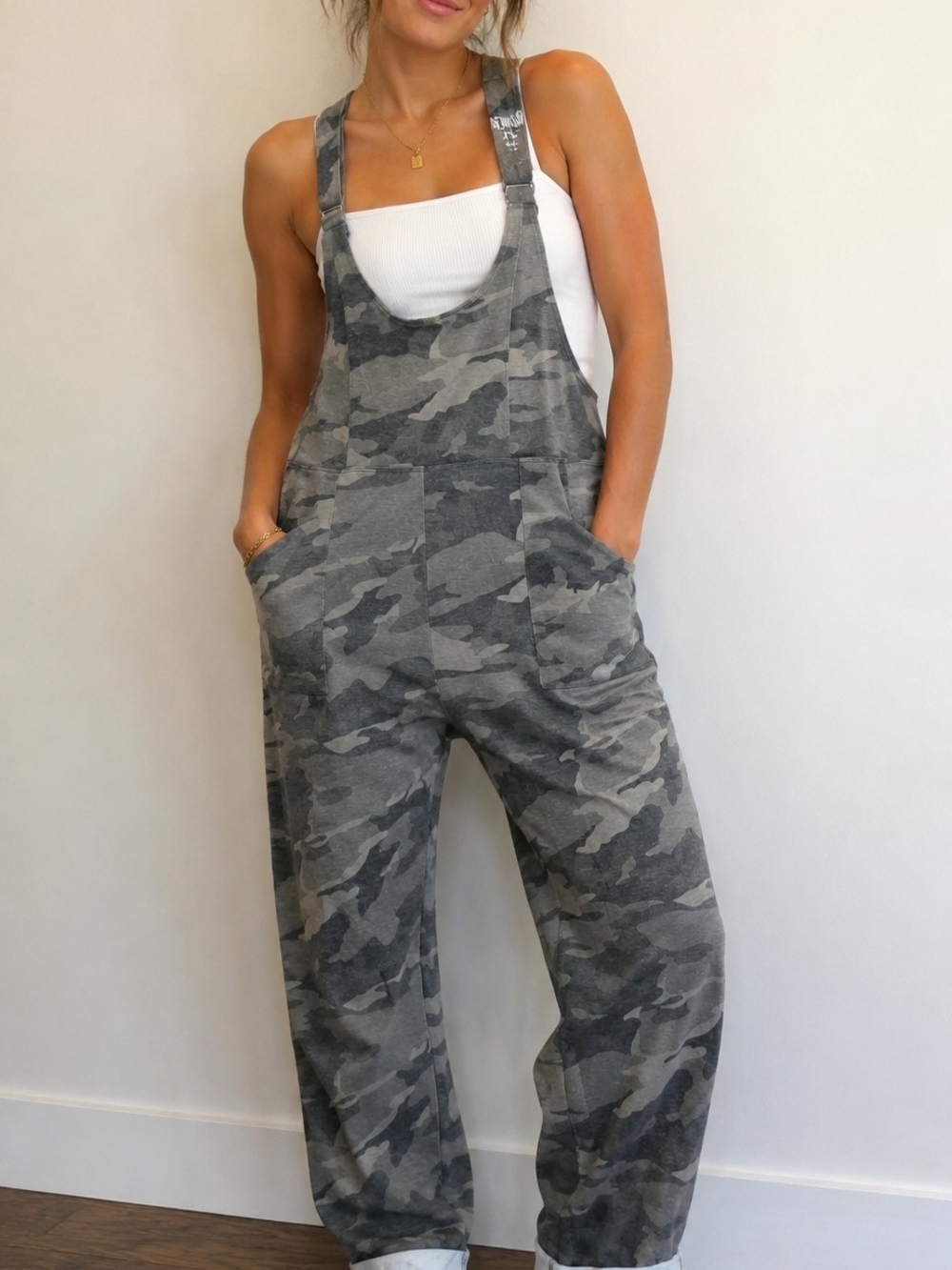 Rewash Heather Gray Camo Top